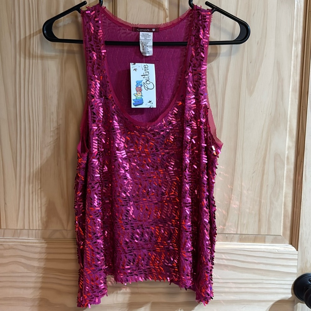 Pink Sequin Layered Women's Top